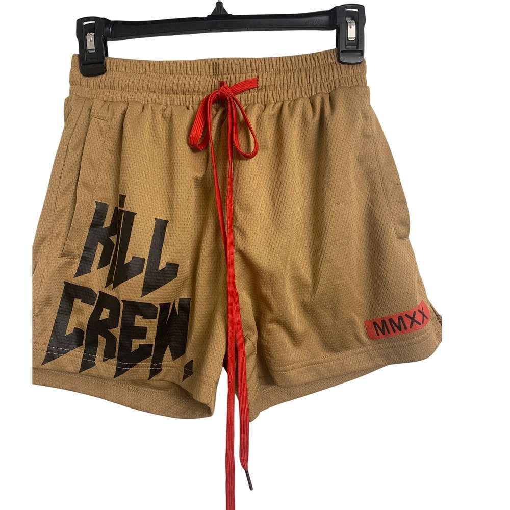Kill Crew Myai Thai Shorts Tan Red Drawstring MMXX Graphic Size Small